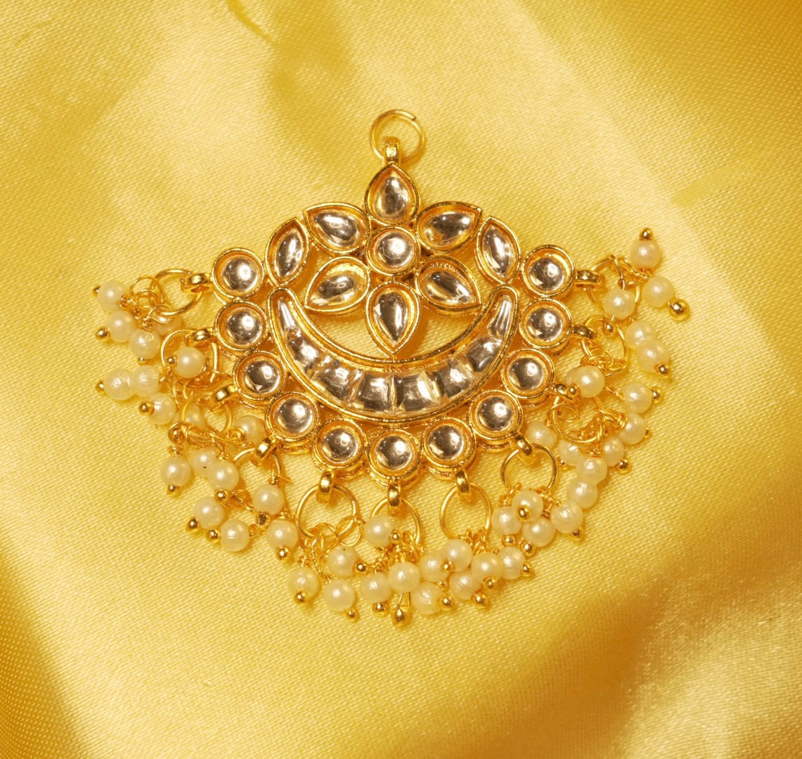 Kundan Multi-Styler Chandbali ~ White