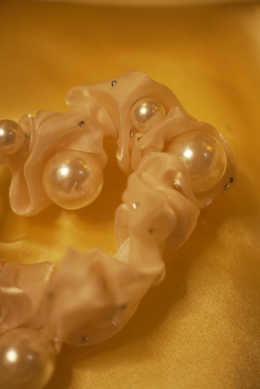 White Pearly Classy Scrunchy