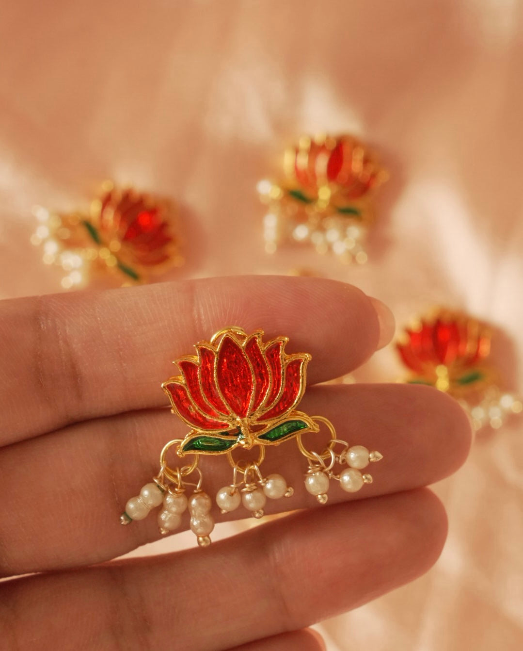 Red Lotus Hair Pins ( Set of 6 ) 🪷