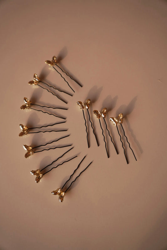Golden Crystal Butterfly Pins