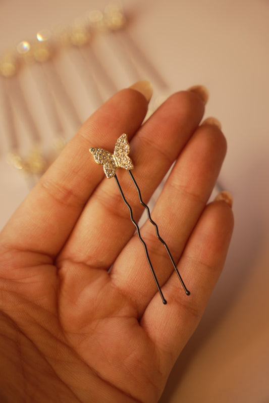 Stoned Gold Based Butterfly Pins