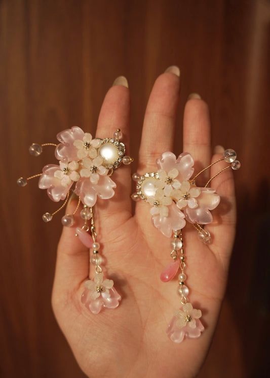 Pink Korean Floral Clips