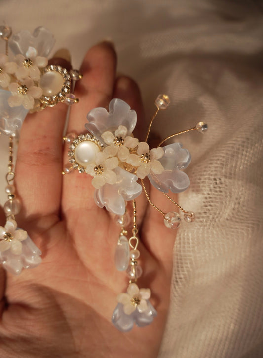 Powder Blue Korean Floral Clips