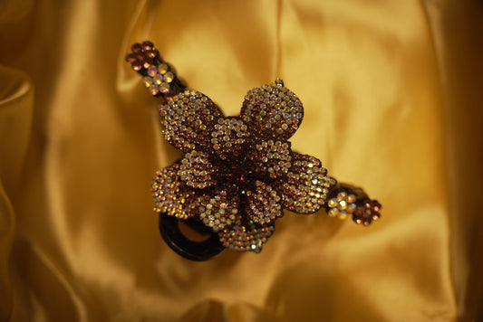 Brown Floral Claw Clip