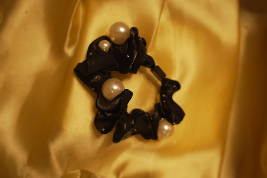 Black Pearly Classy Scrunchy