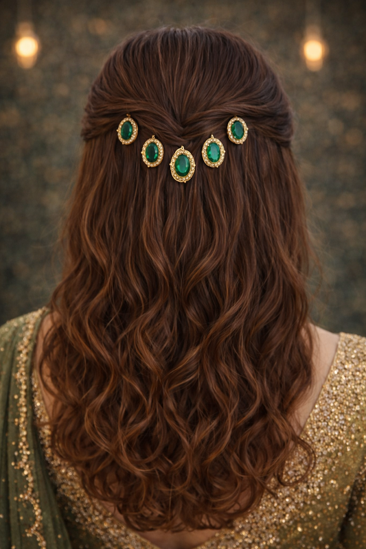 Mumtaz ~ Emerald Green Hair Pins ( Pack of 6 )