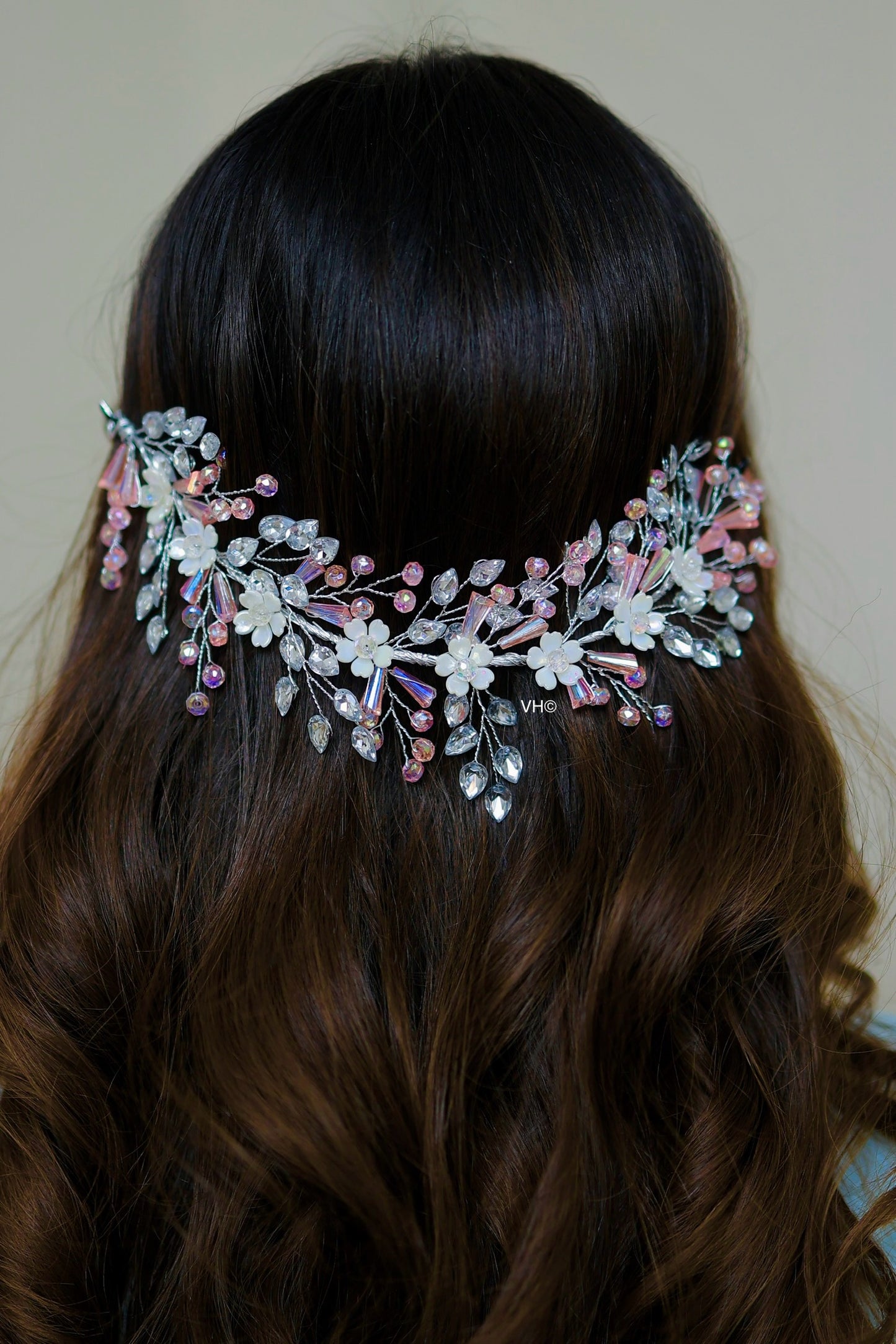 Pink Floral Crystal Vein