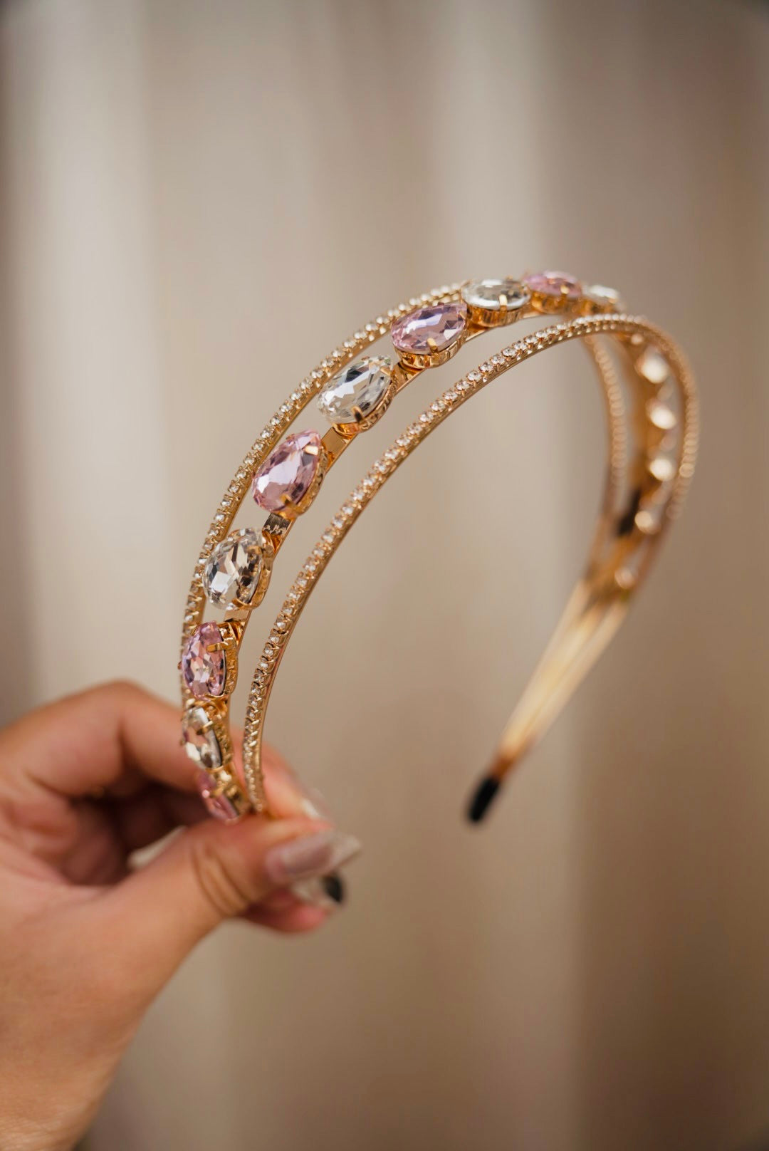 Pink & White Fairy Crystals Hairband