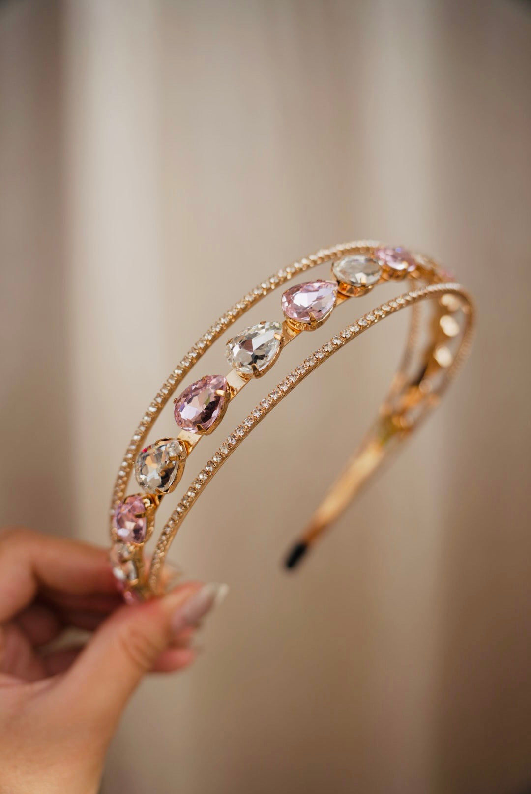 Pink & White Fairy Crystals Hairband