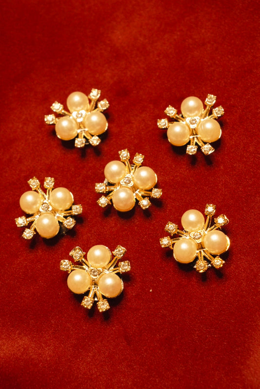 Pearls Velcro Pins ( Set of 6 )