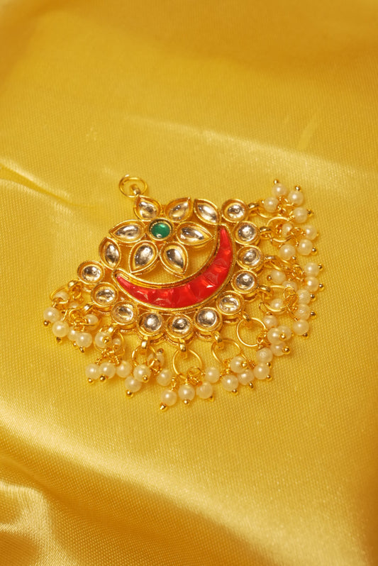Kundan Multi-Styler Chandbali ~ Red and Green Fusion