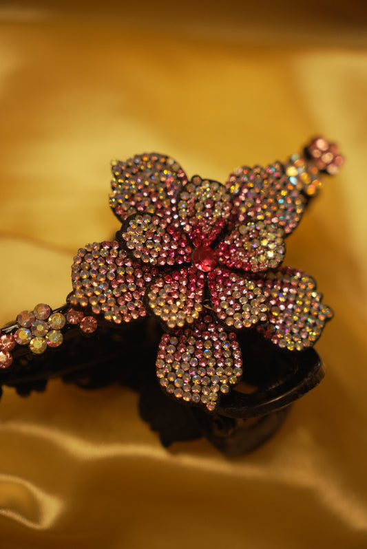 Pink Floral Claw Clip