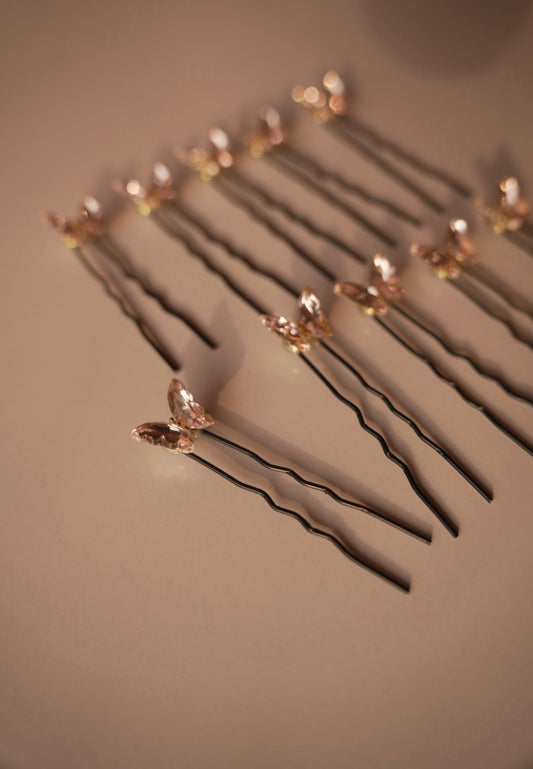 Pink Crystal Butterfly Pins