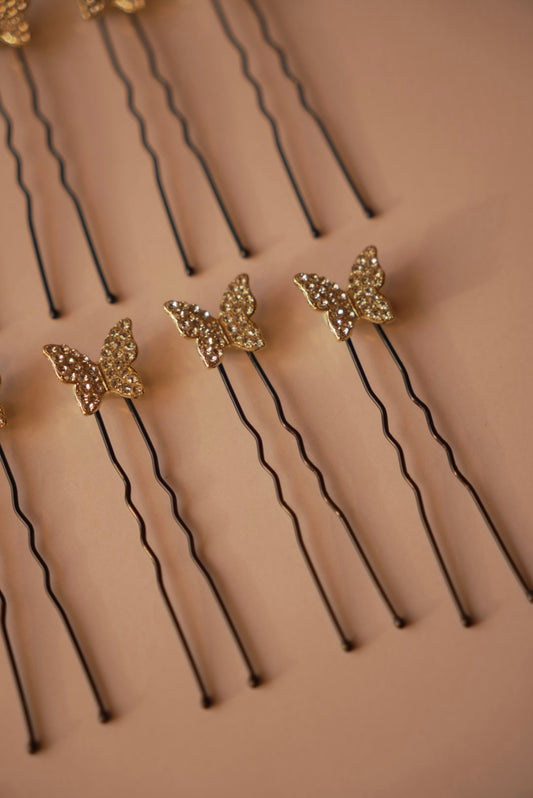 Stoned Gold Based Butterfly Pins