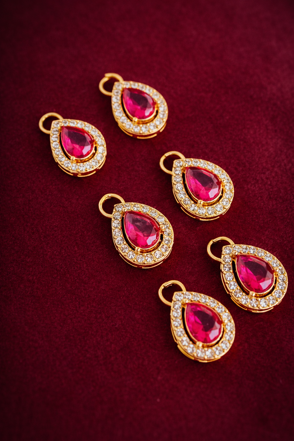 Mumtaz ~ Ruby Pink Drops Hair Pins ( Pack of 6 )