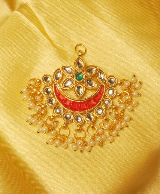Kundan Multi-Styler Chandbali ~ Red and Green Fusion