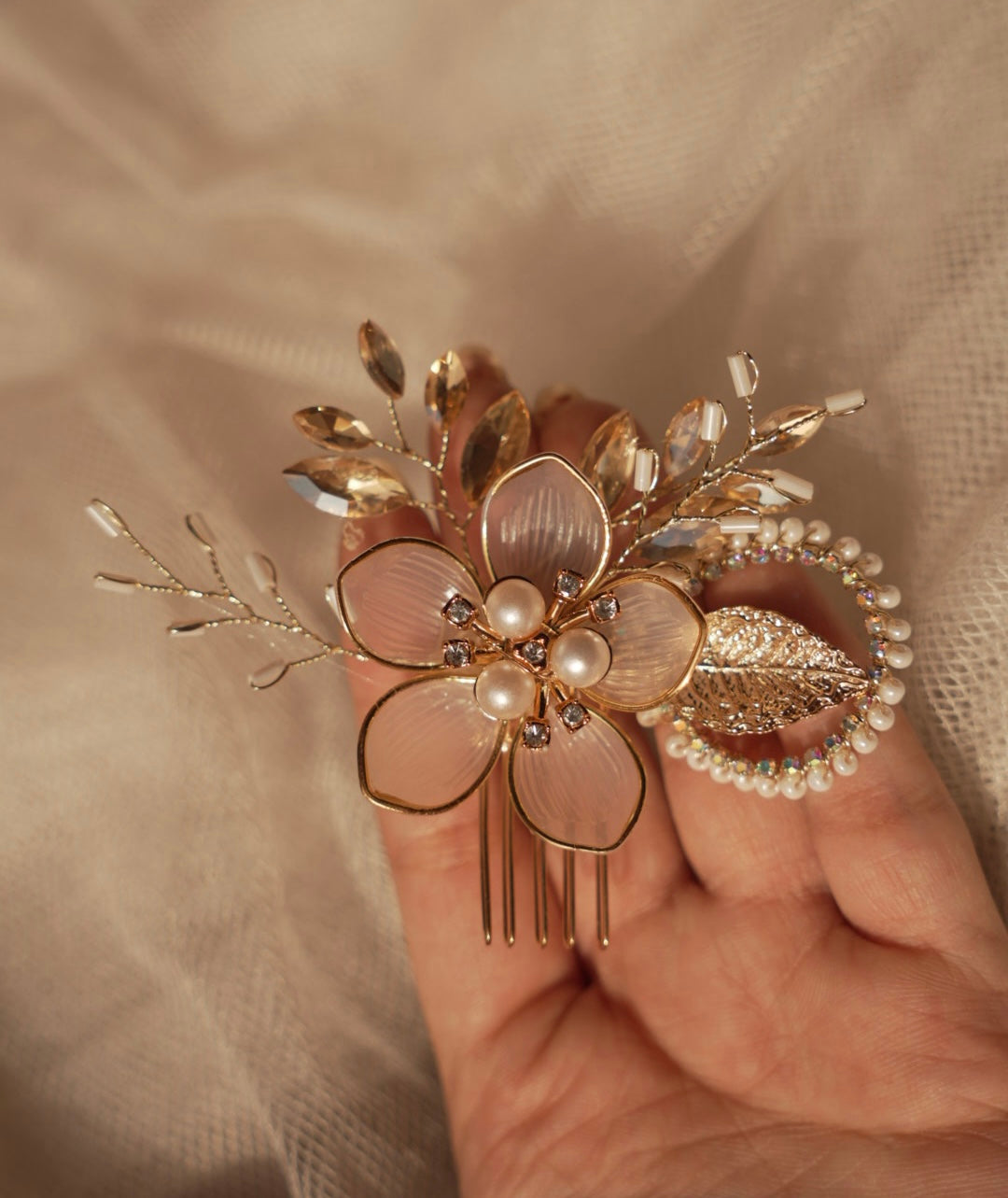 Pink ~ Peach Floral Vintage Pin