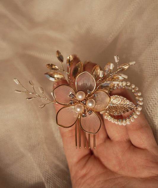 Pink ~ Peach Floral Vintage Pin