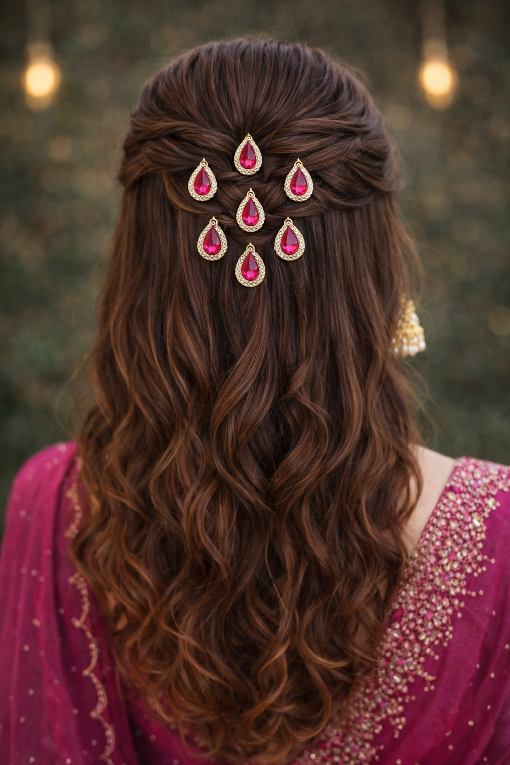 Mumtaz ~ Ruby Pink Drops Hair Pins ( Pack of 6 )