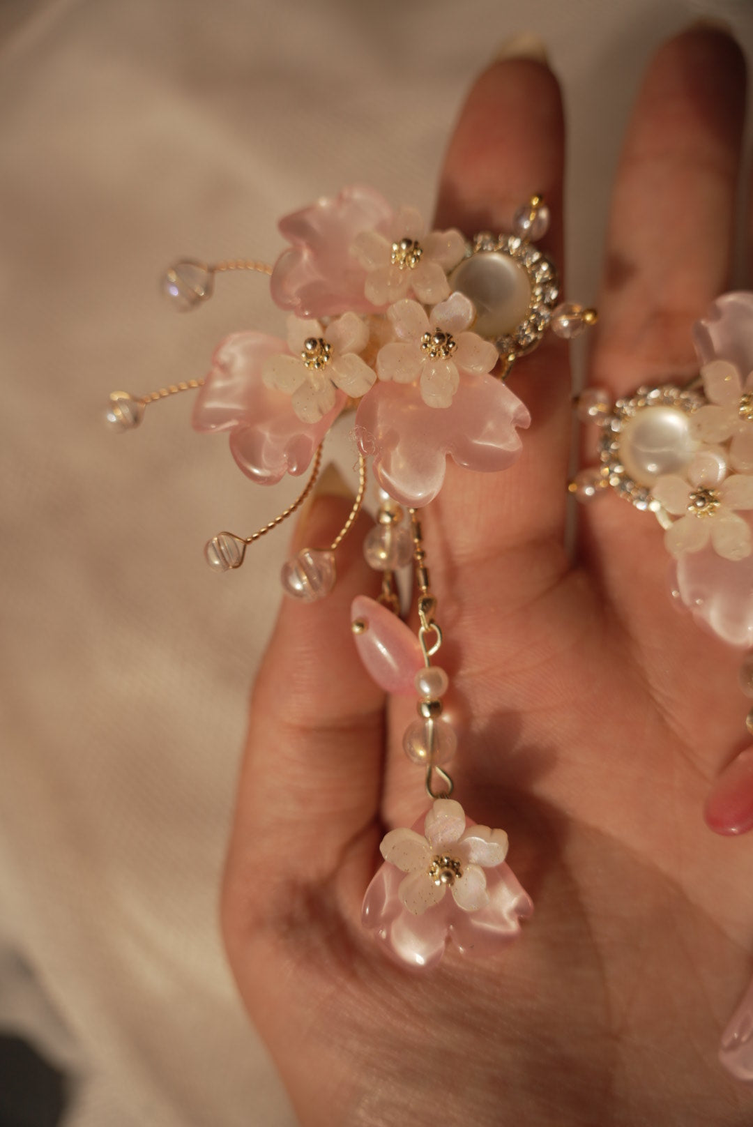 Pink Korean Floral Clips