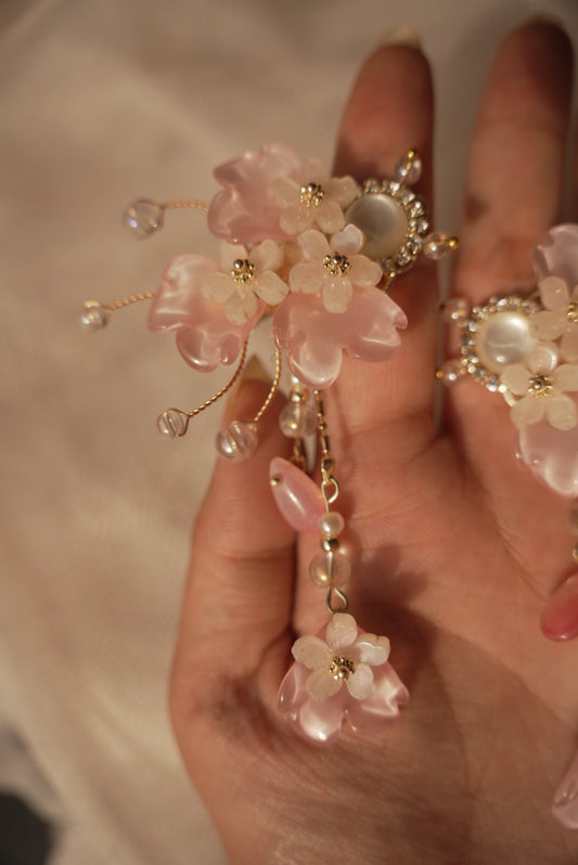 Pink Korean Floral Clips