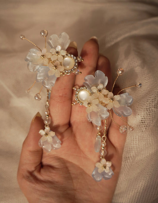 Powder Blue Korean Floral Clips