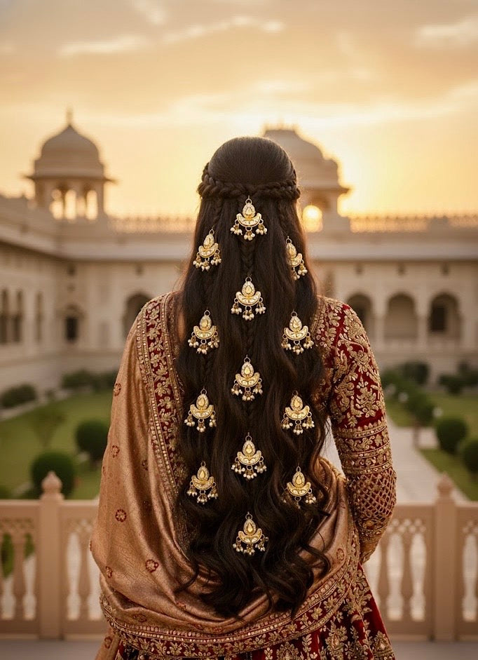Diya Baati ~ Maang Tikka, Earrings & 6 Hair Pins