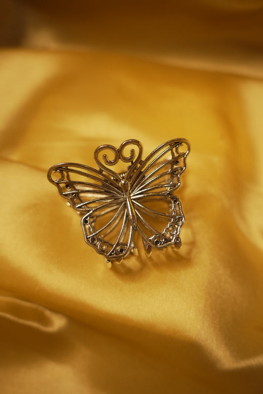 Silver Butterfly Claw Clip