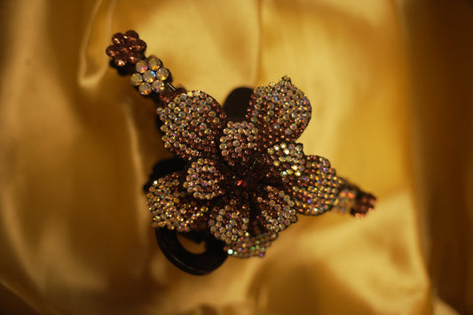 Brown Floral Claw Clip