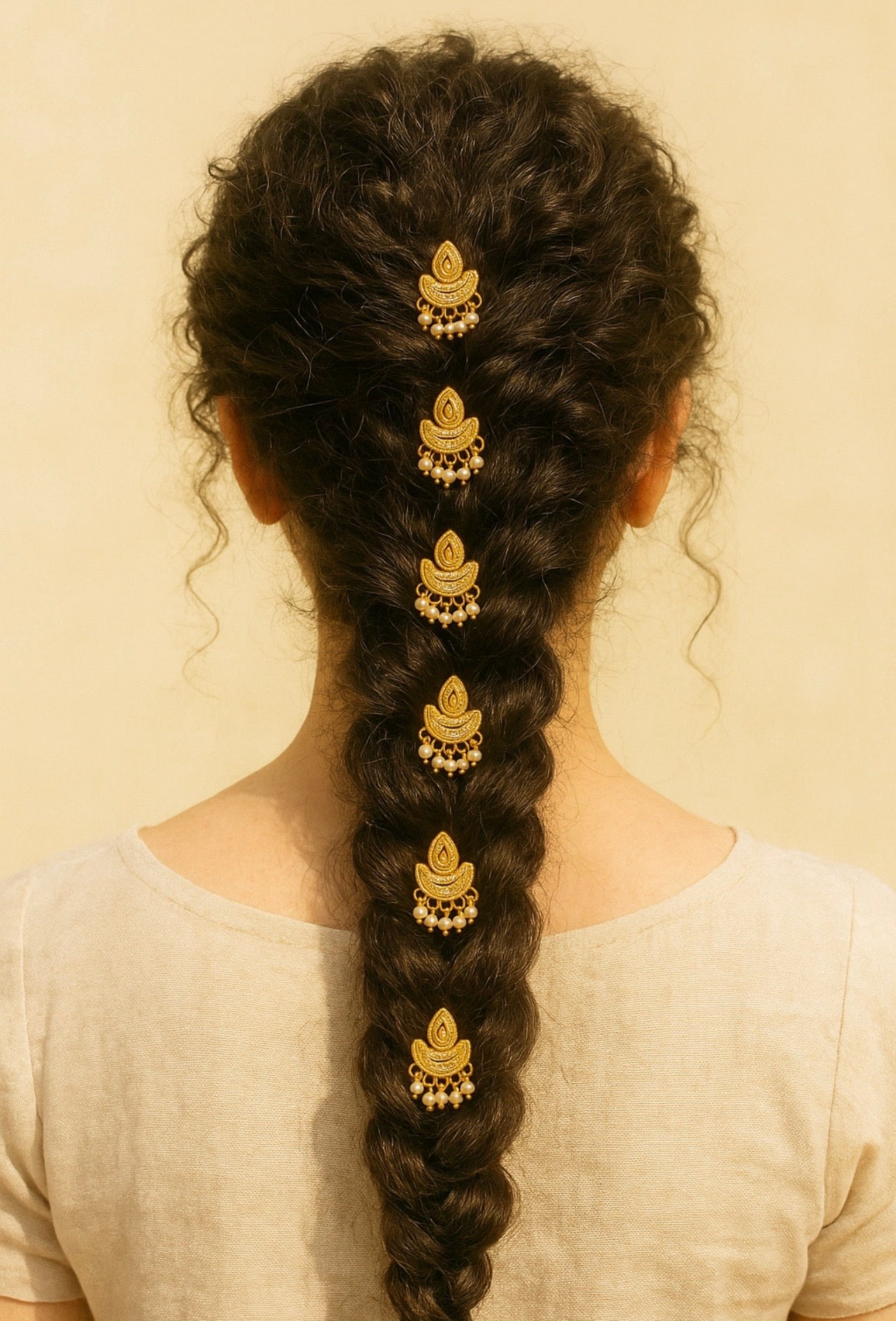 Diya Baati ~ Maang Tikka, Earrings & 6 Hair Pins
