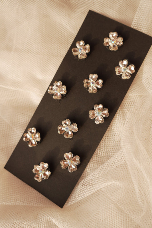 Silver Velcro Flower Crystals