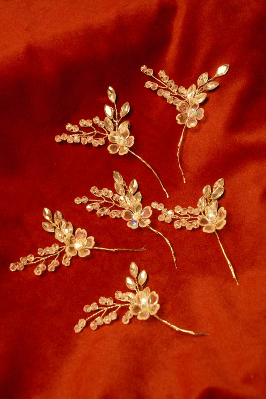 Floral Crystal Pins ( Set of 6 )