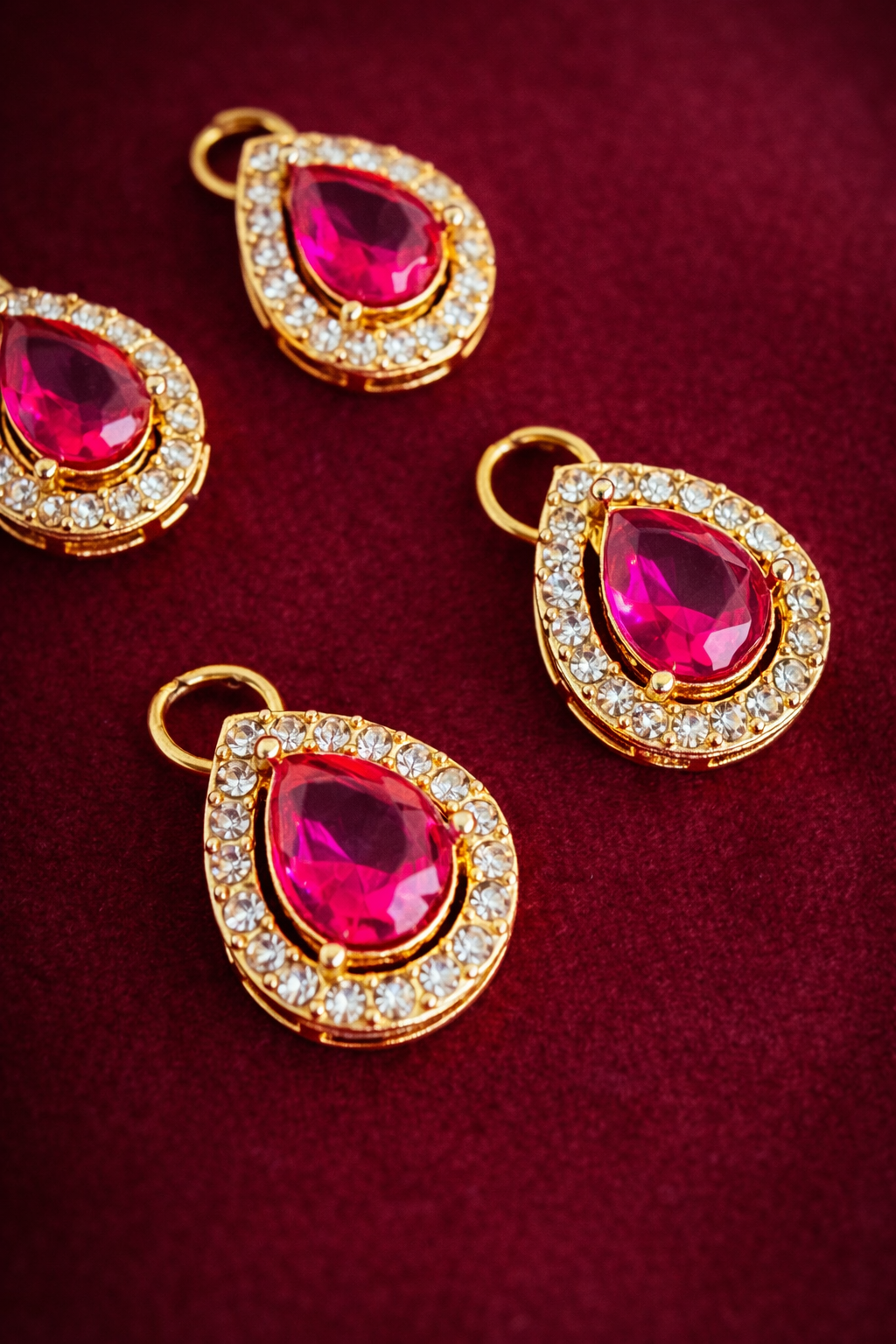 Mumtaz ~ Ruby Pink Drops Hair Pins ( Pack of 6 )
