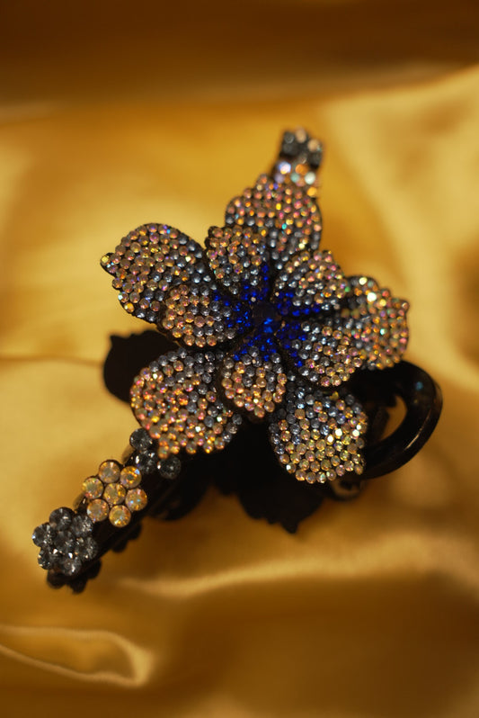 Blue Floral Claw Clip