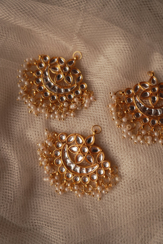 Kundan Multi-Styler Chandbali ~ White