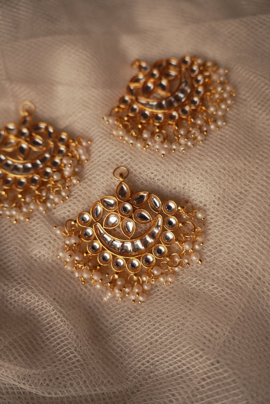 Kundan Multi-Styler Chandbali ~ White