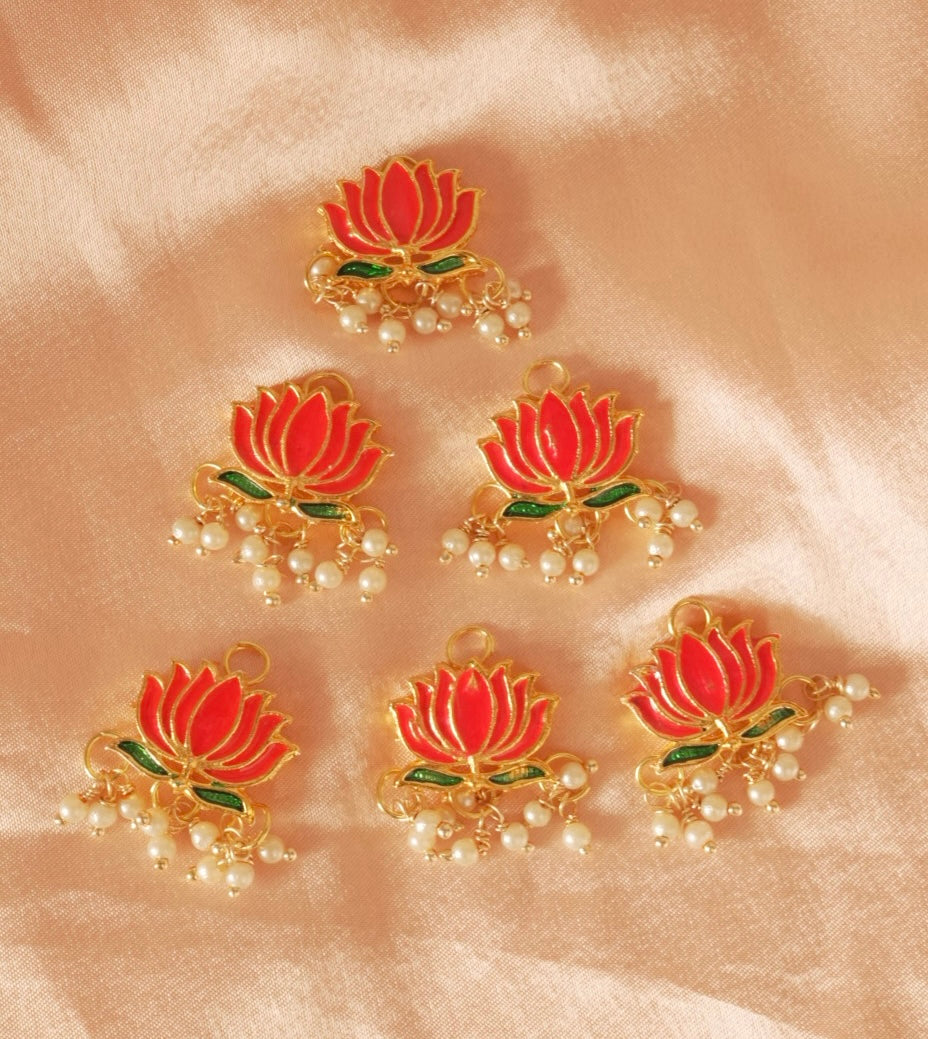 Pink Lotus Hair Pins ( Set of 6 ) 🪷