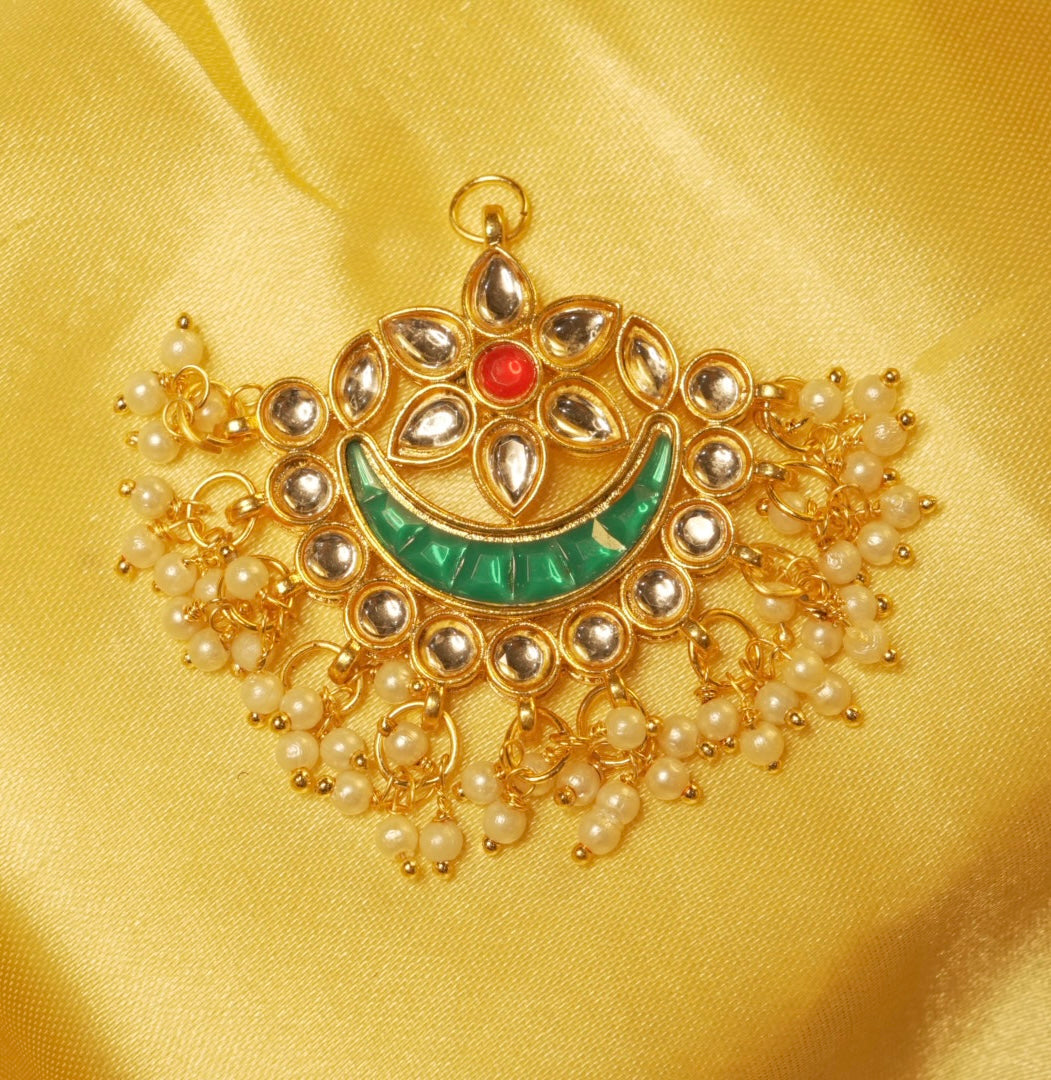 Kundan Multi-Styler Chandbali ~ Green and Red Fusion