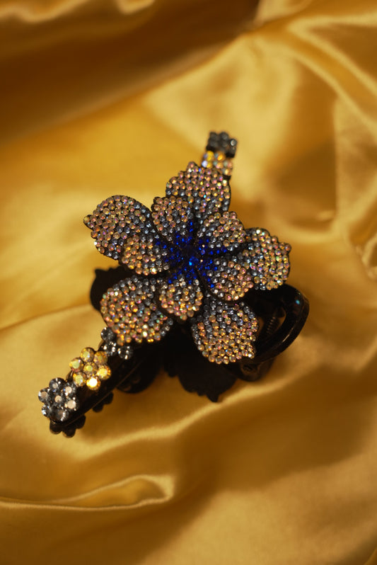 Blue Floral Claw Clip