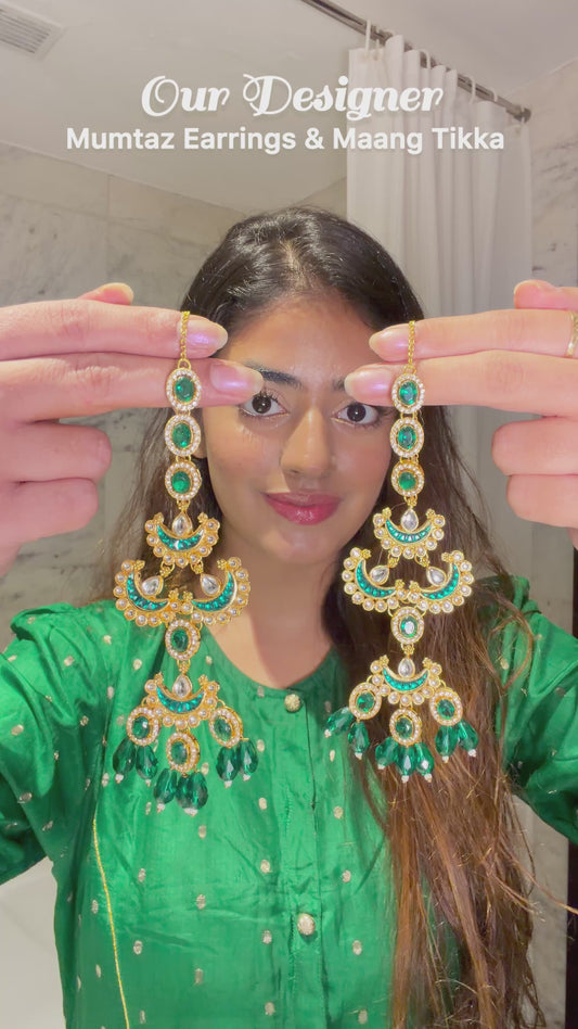 Mumtaz ~ Emerald Green Tikka & Earrings set